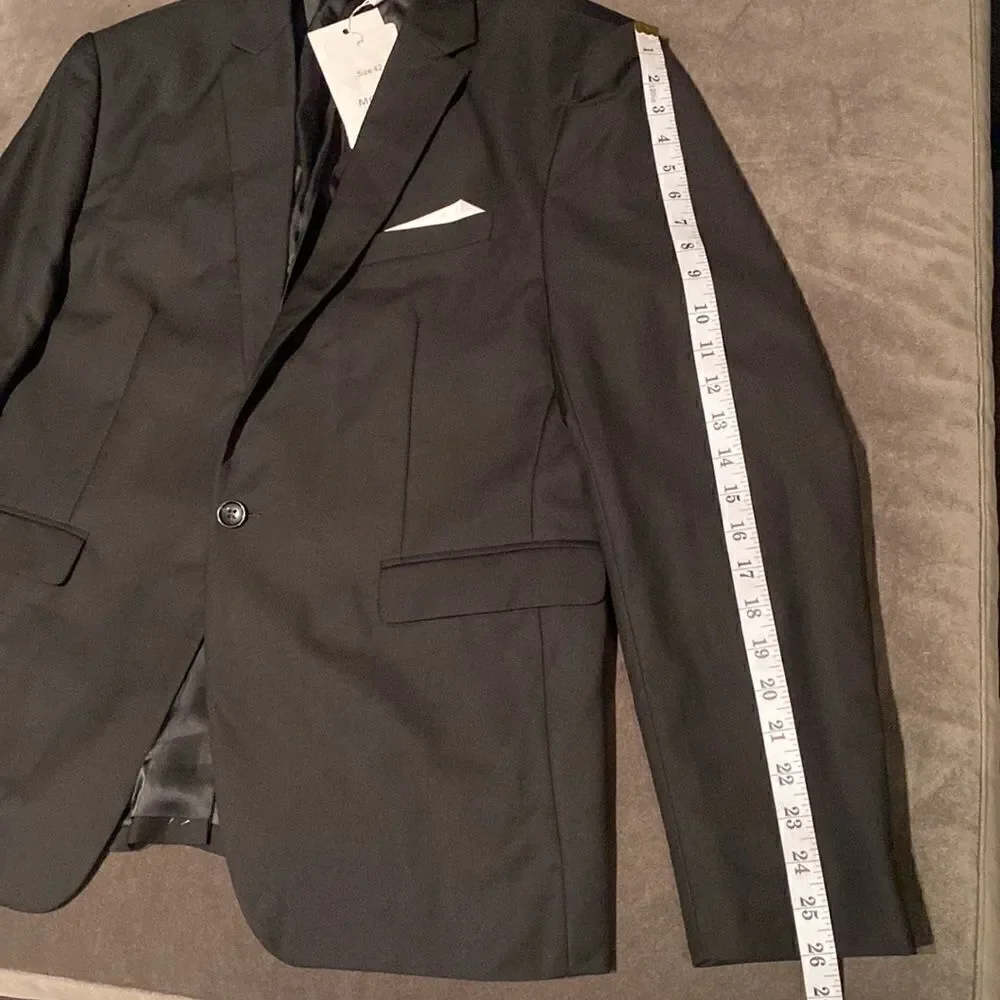 Men’s Mogu Black Suit Jacket Blazer One Button Notched Lapel Size 42 NWT